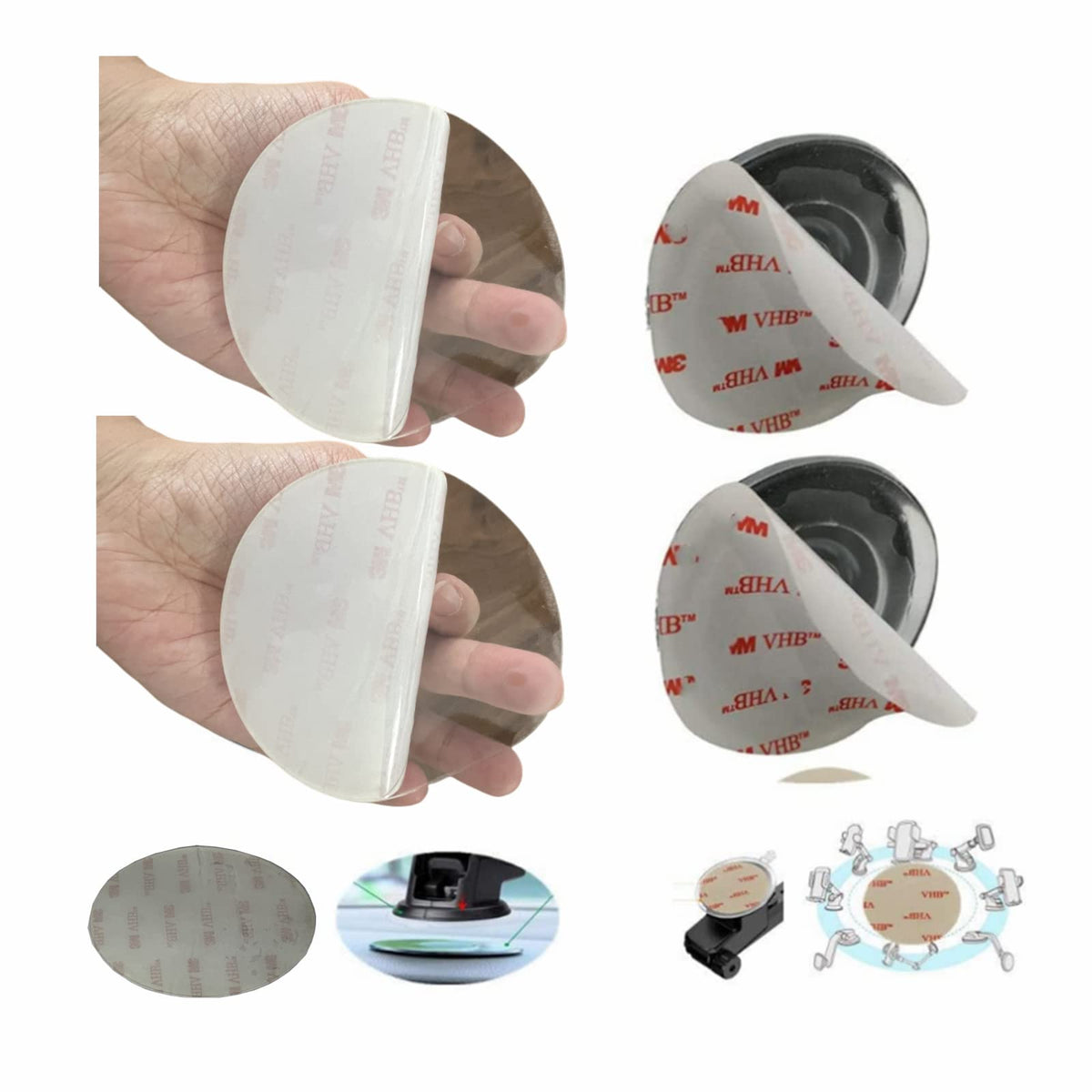 Traceless Super Sticky Gel Pads Remove Washable Reusable Design Anti-Slip Double Sided Gripping Pads Transparent for Home Office Cell Phone Glass Photo Holder (10PACK) 10PACK