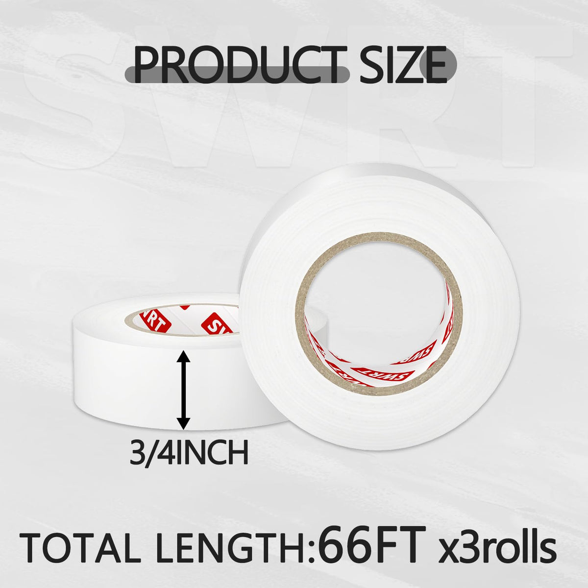 SWRT 0.7 in x 66 FT White Electrical Tape Waterproof, 3 Pack High Temp Electric Tape Under 600V for All Weather - UV Protection - Flame Retardant