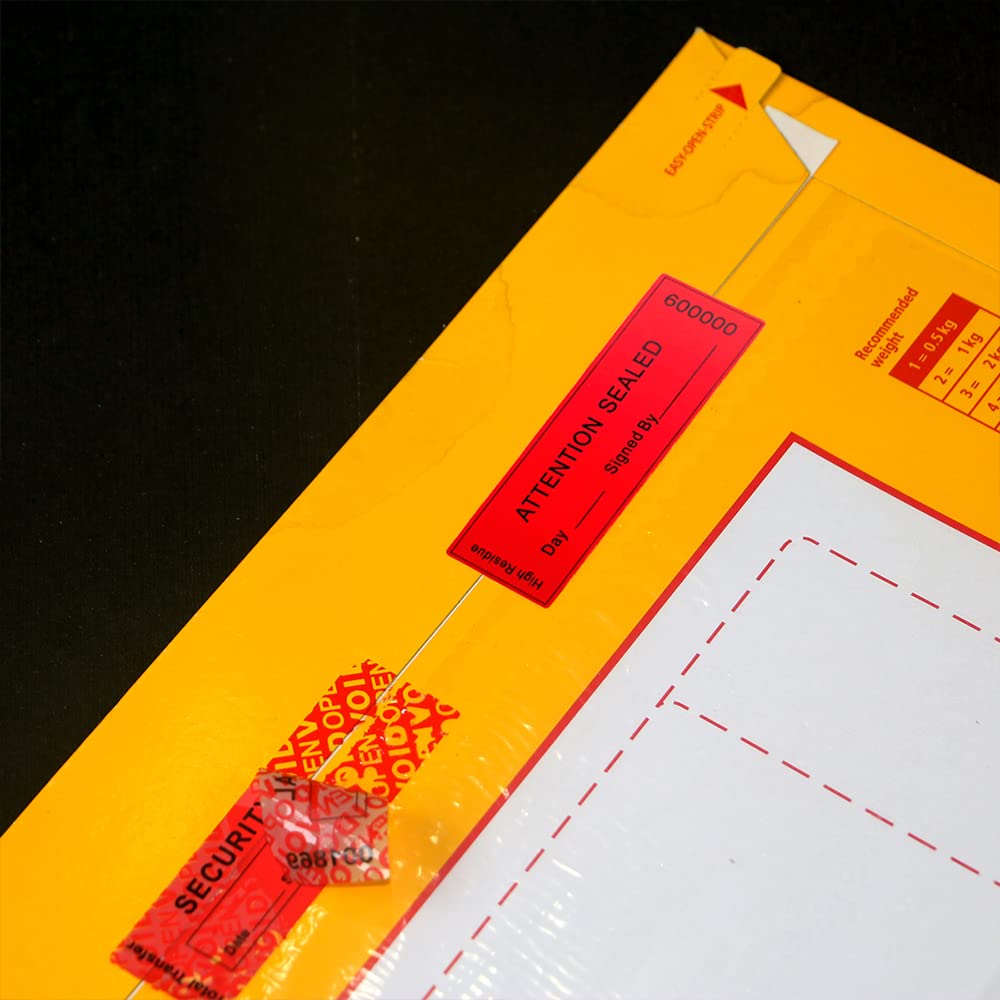 120 pcs Total Transfer Tamper Evident Security Warranty Void Seals / Stickers High Security Tamper for Reusable Package(1 x 3.35Inches,Serial Numbers Transfer,red)… Red