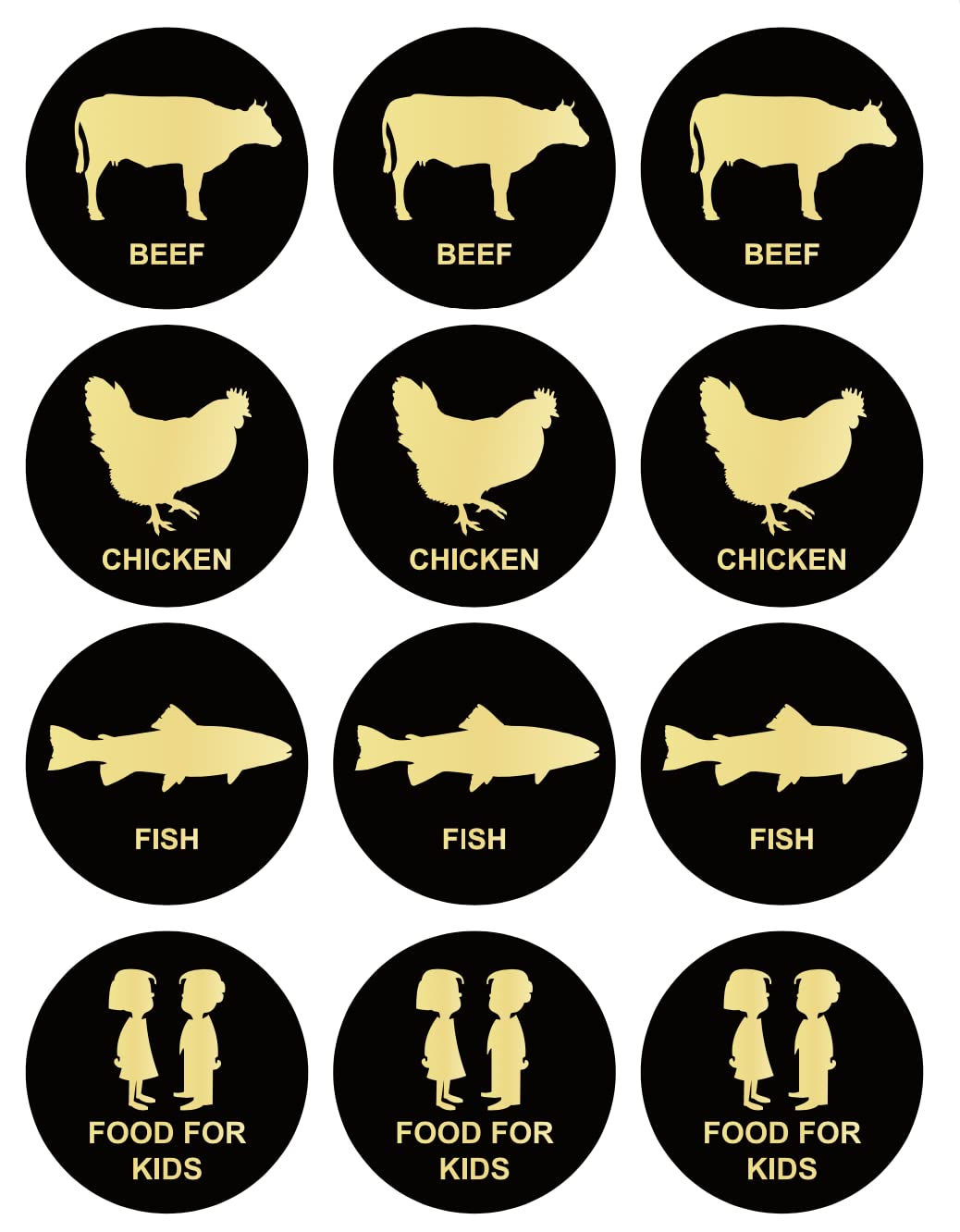 1.5 inch 300PCS Beef Chicken Fish Food for Kids Stickers Removable Stickers for Food Party