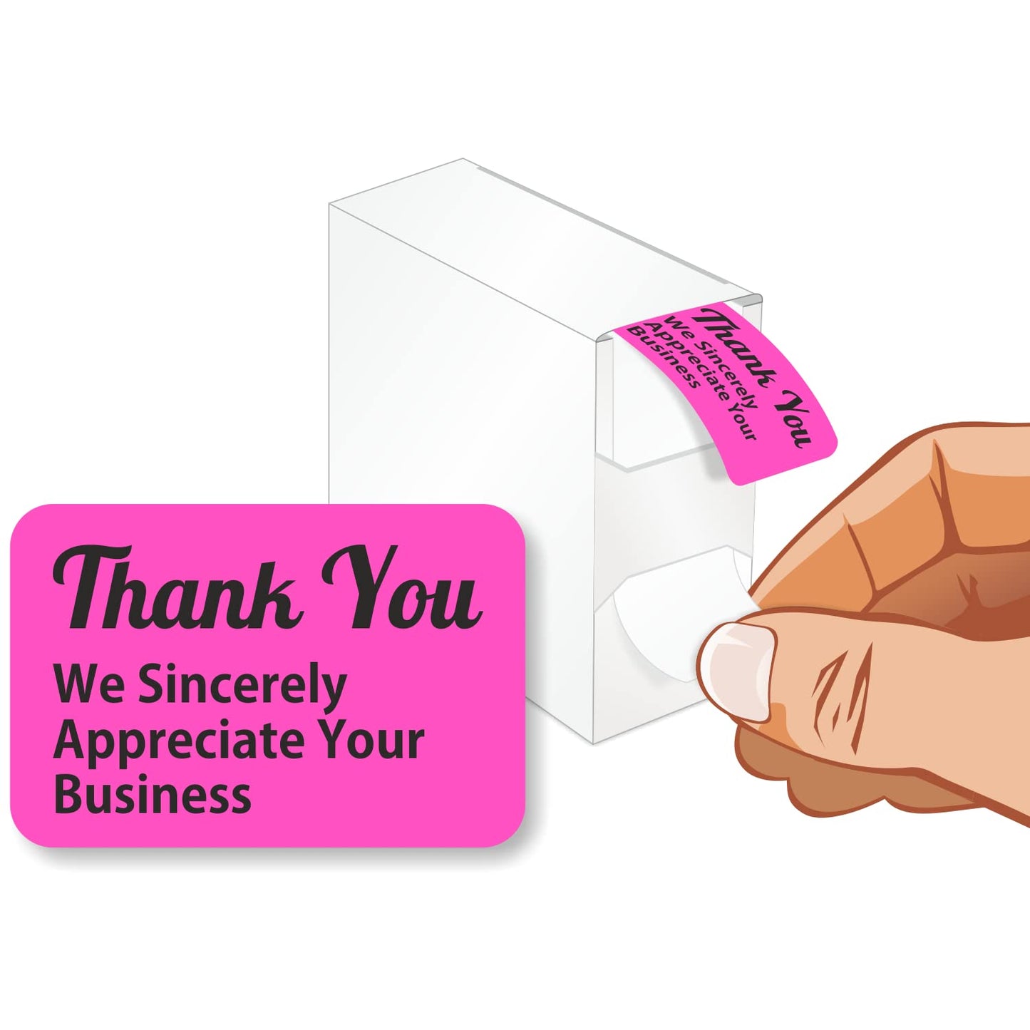 SmartSign Pack of 500 Thank You We Sincerely Appreciate Your Business Labels in Dispenser Box | 1" x 1.5" Fluorescent Paper Stickers, Made in USA