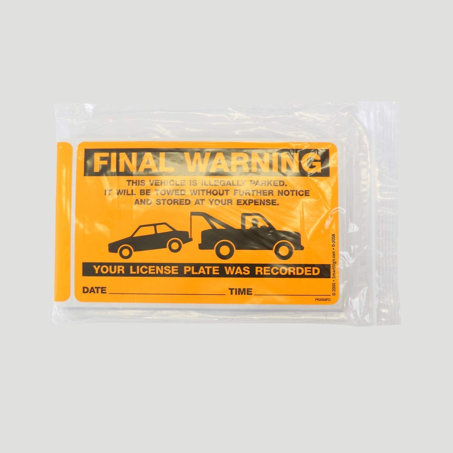 SmartSign 50-Pack Write-On Final Warning Parking Violation Stickers, 5" x 8", Vehicle Illegally Parked Sticker Tickets with Permanent Adhesive, Fluorescent Orange, USA-Made