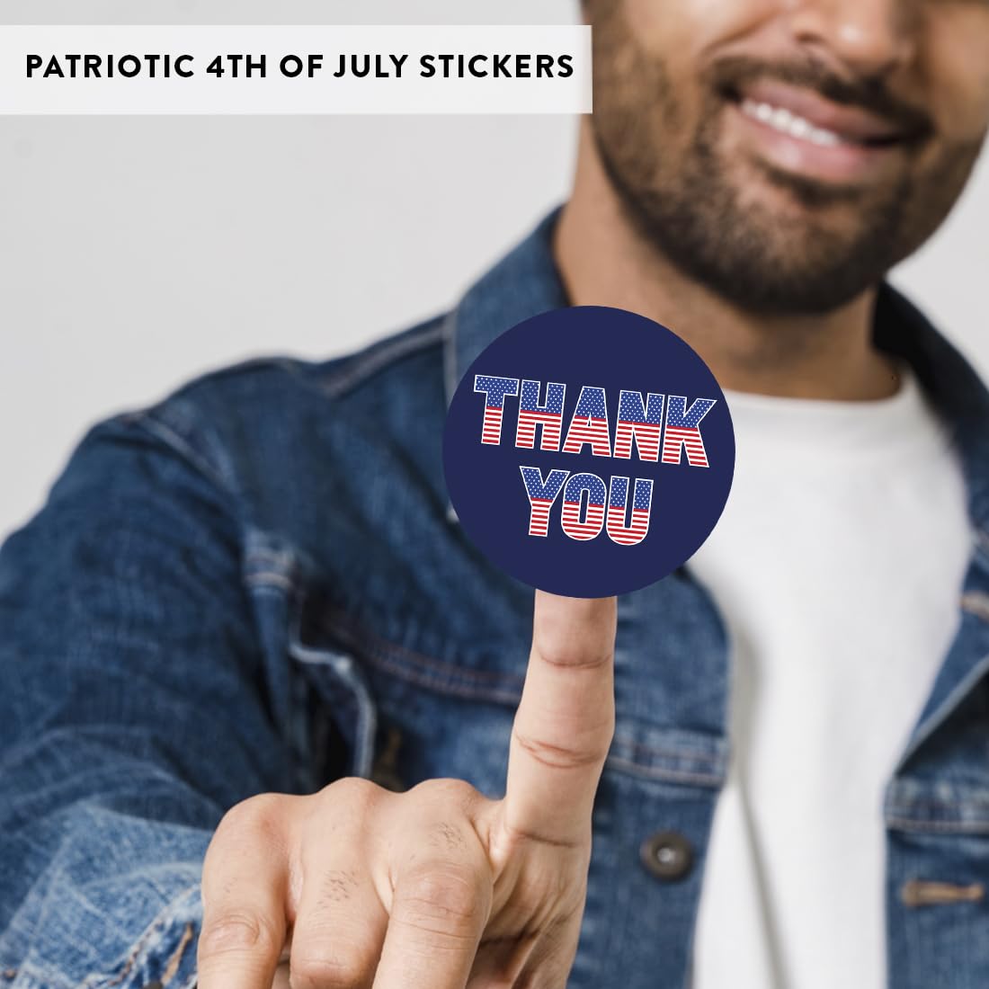Andaz Press 40 Pack 4th of July Stickers, 2" Navy Blue Thank You American Flag Fourth of July Stickers, USA Patriotic Stickers 4th of July Party Favors Memorial Day Veterans Day Red Sticker