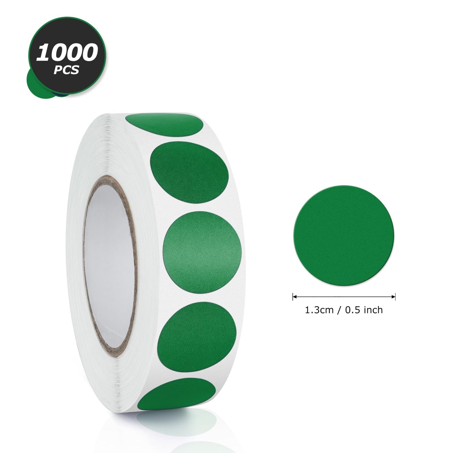 Round Stickers Green 3/4 Inch Circle Labels with Color Coding Dot Sticker Waterproof Removable Roll of 1000 PCS