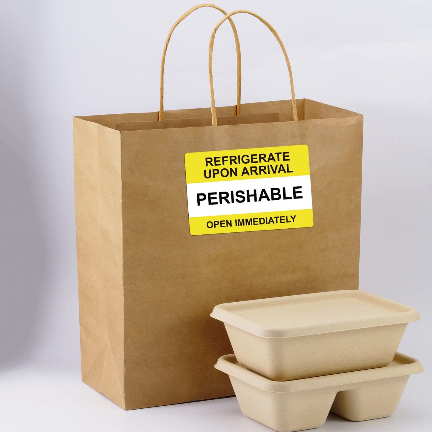 Yellow Self Adhesive Warning Shipping Mailing Labels/Stickers - "PERISHABLE REFRIGERATE Upon Arrival Open Immediately" for Shipping and Packing, 3" Length x 2" Width, Black on Green 250pcs Yellow 2 x 3 inch