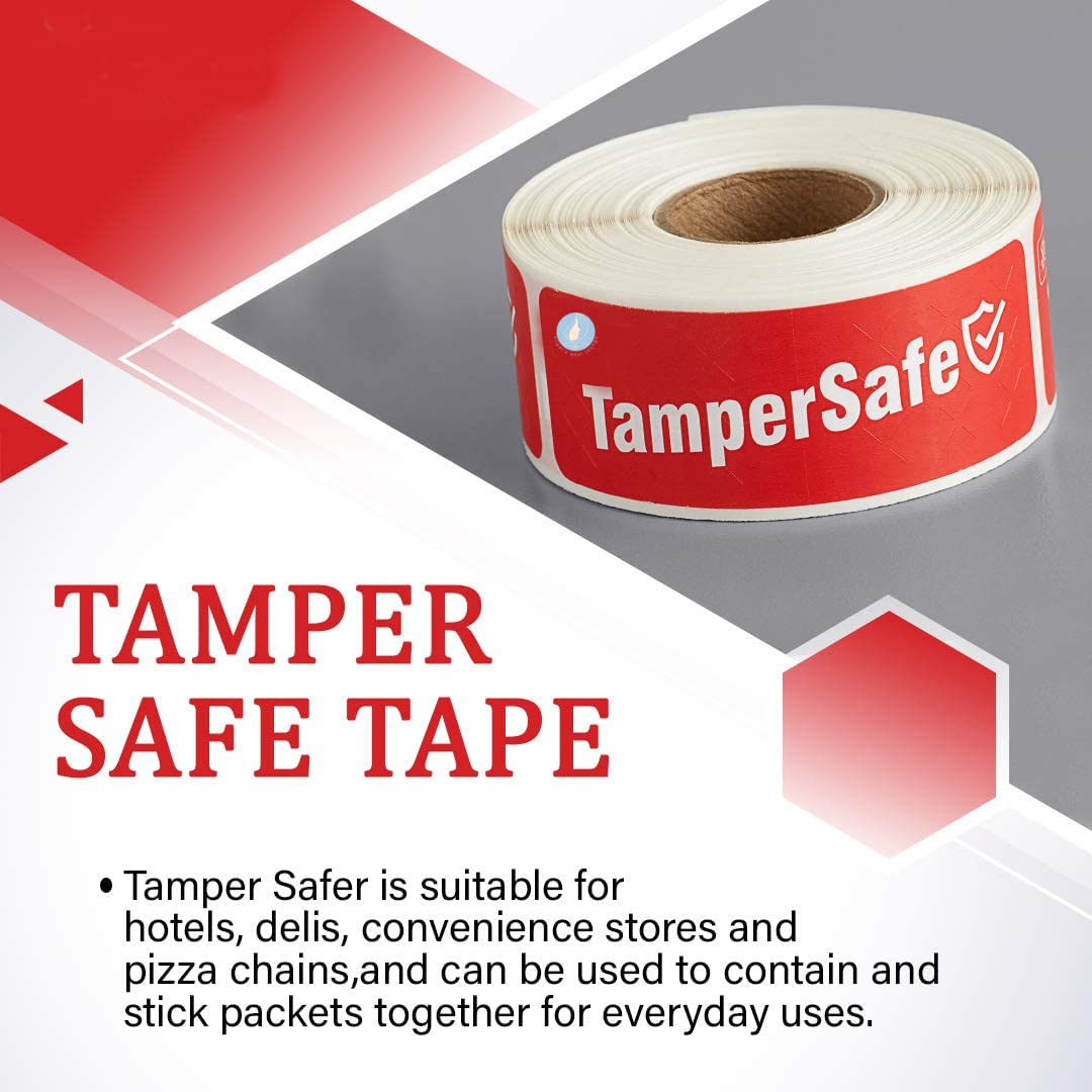 Angel's Peel Lounge Tamper Proof Stickers Roll - Self Adhesive Tape Label Stickers - Easy-to-Apply for Food Labels for delivery of Bags, Cups, Bottles or Boxes – 1x3 Inch – 250 Counts - Red Red Tape