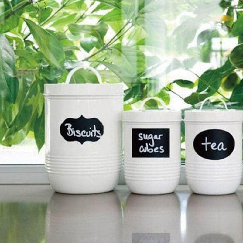 36 Pcs Black Waterproof Chalkboard Labels Stickers Home Kitchen Jars Bottle Tags Blackboard Stickers Office School Supplies Deft Design Labels and Stickers