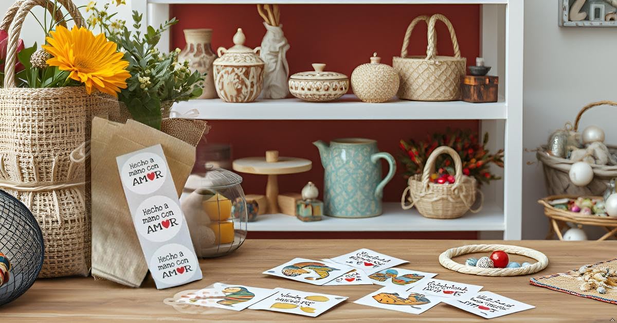 100 Labels ¨Hecho a Mano con Amor¨Spanish Stickers