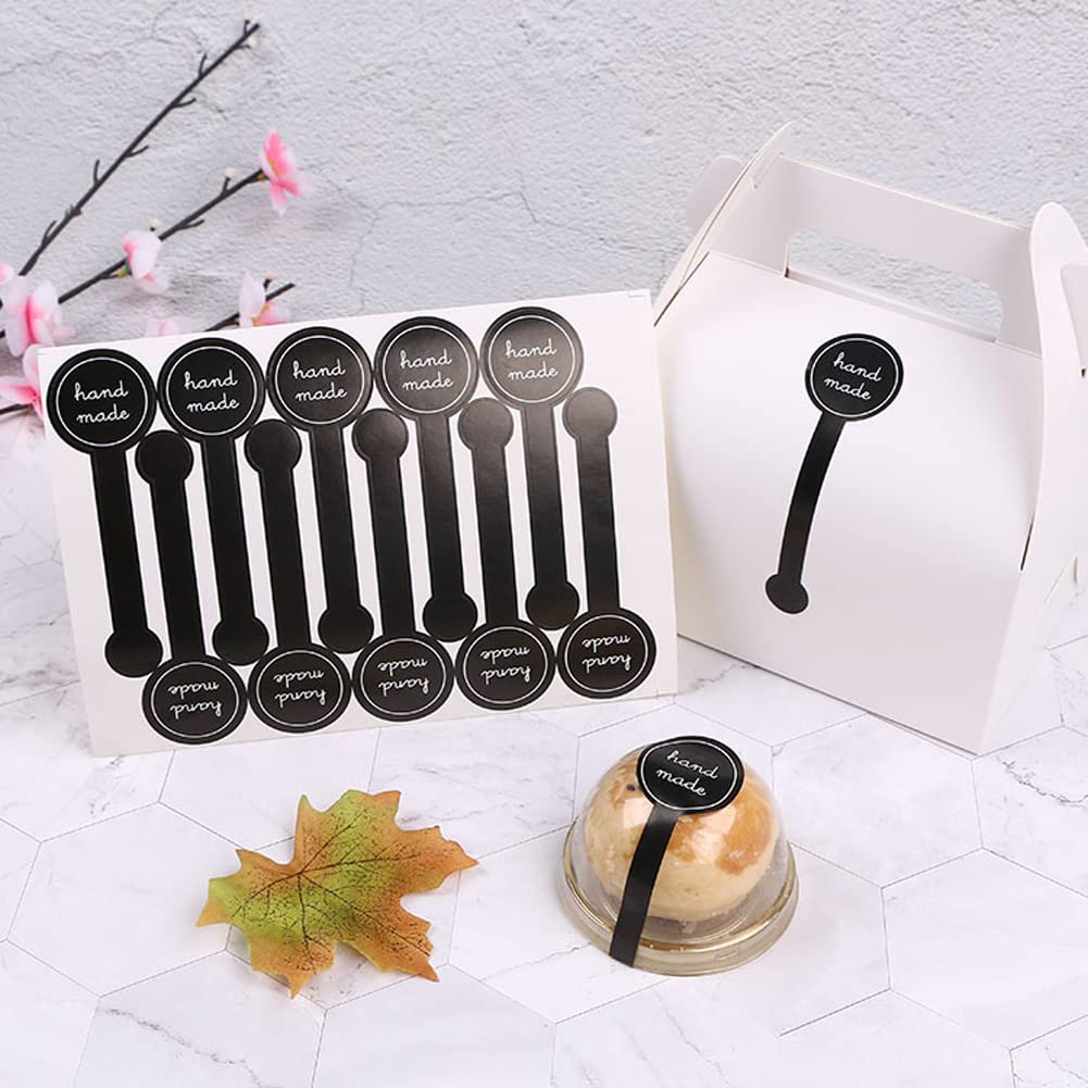 20 Sheets (200PCS) Black Hand Made Seal Self Adhesive Paper Sealing Sticker Tamper Evident Labels Decorative Labels for Hand Made Products