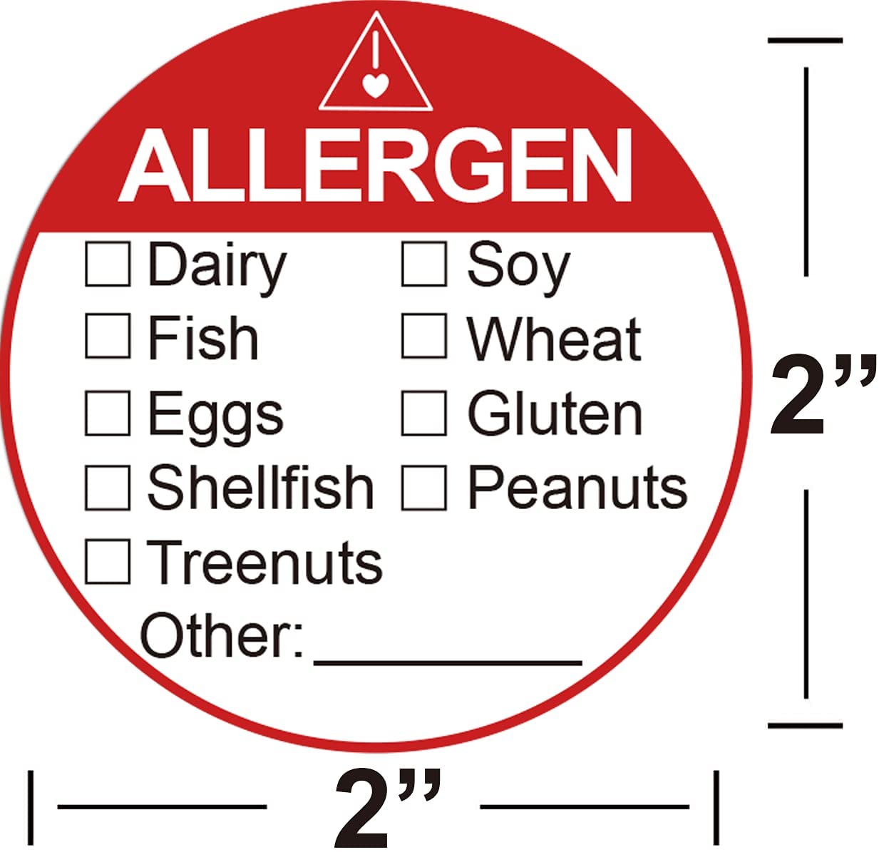 Allergen Allergy Warning Labels Sticker 2 Inch Fluorescent Red Adhesive Allergies Stickers Food Rotation Labels Food Allergy Warning Circle Dots Label for Grocery Stores,Food Packaging 500 Pcs Allergen