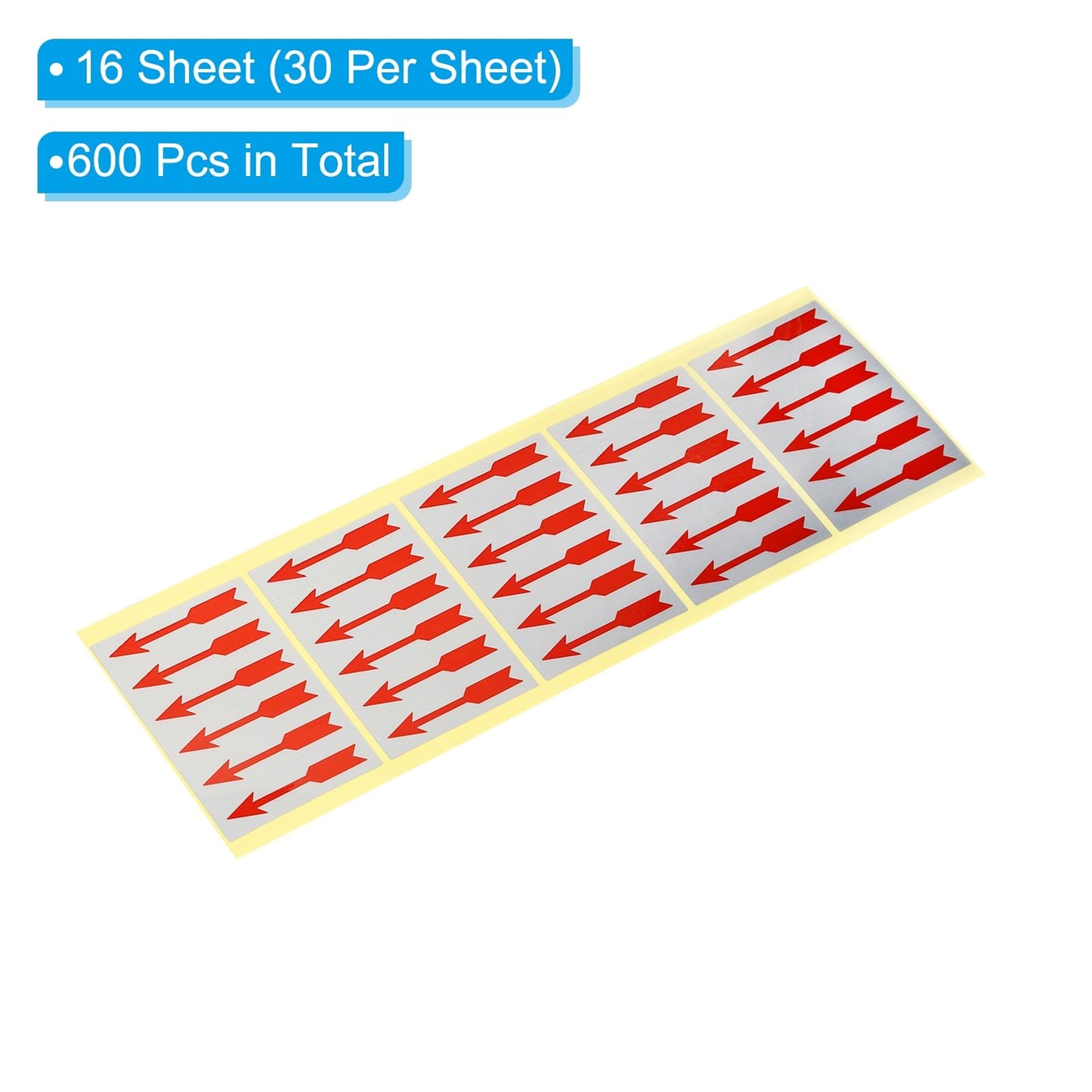 PATIKIL Small Arrow Stickers 1.5x0.4, 16 Sheet Self Adhesive Gas Liquid Flow Direction Label for Industrial Work, Red Silver 1.5x0.4"