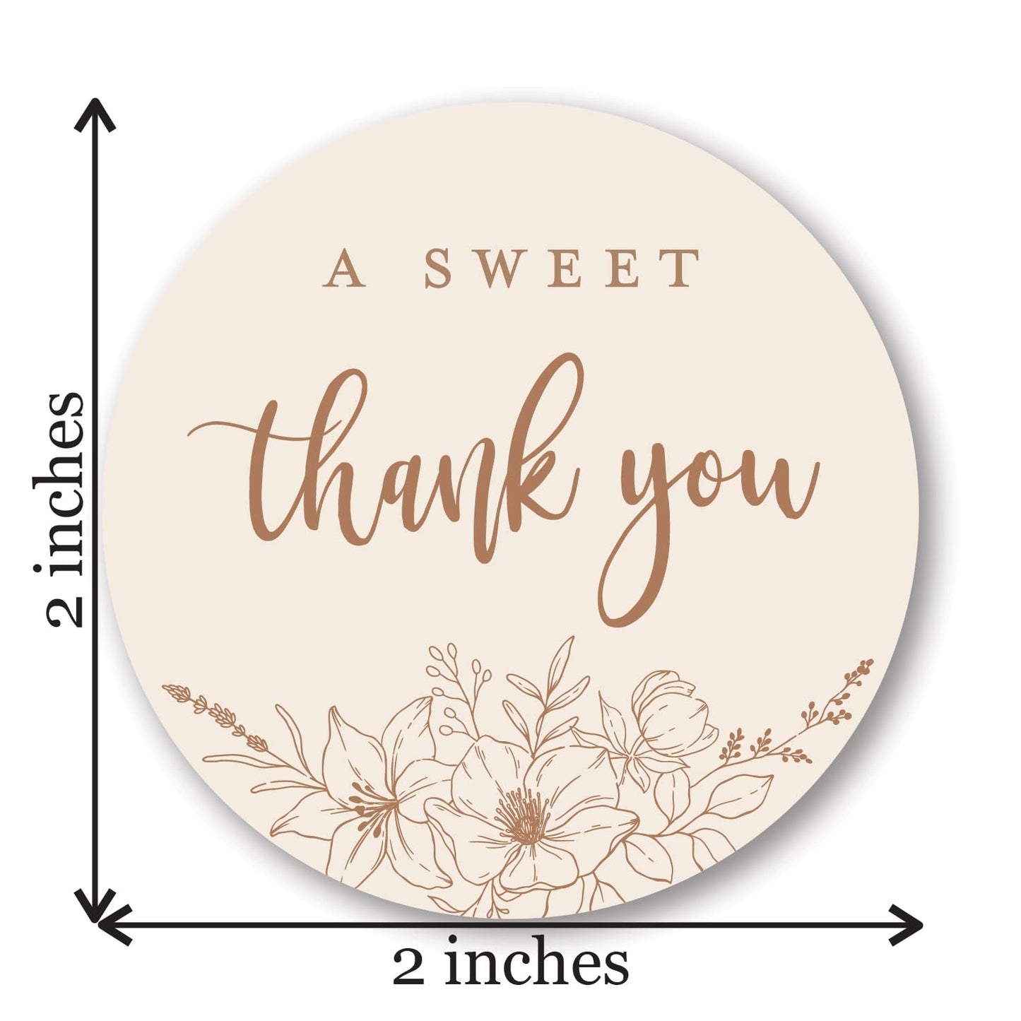 2" Round Elegant A Sweet Thank You Wedding Favor Stickers (Set of 40 Labels) (Latte) Latte