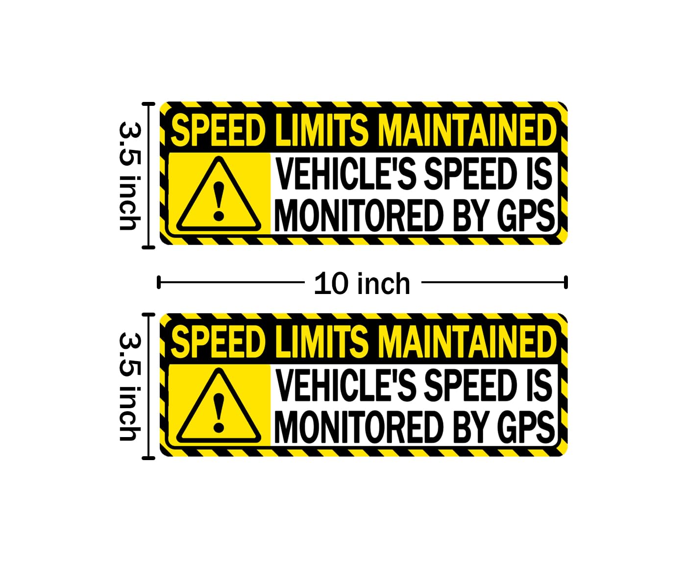Yellow Vehicle Speed Monitored by GPS Vinyl Label 10"x3.5" Speed Limits are maintained Sticker 4 pcs Car Safety Caution Sign
