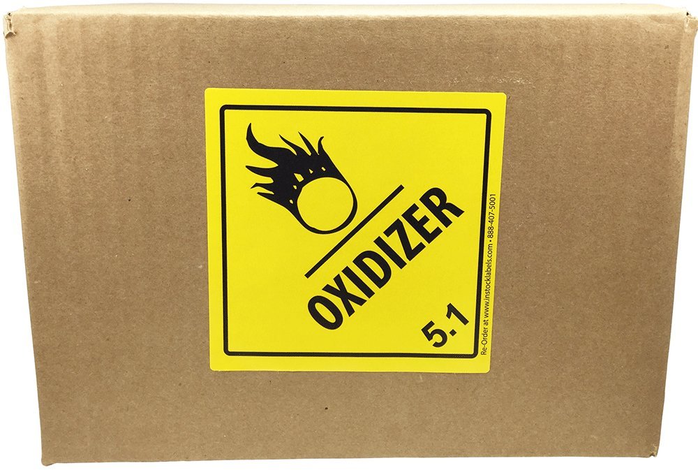 Hazard Class 5 D.O.T. Oxidizer Labels 4x4 Inch Square 500 Adhesive Labels