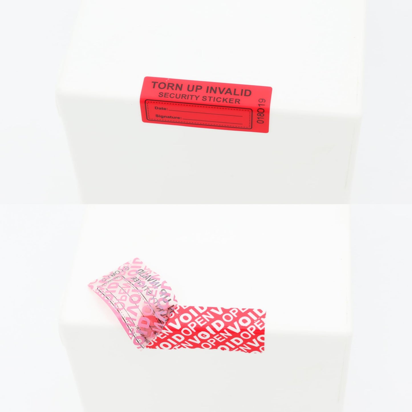 100Pcs Tamper Evident Security Stickers 1x2 inch Red Complete Transfer Tamper Proof Labels Safety Torn up Invalid Seals Tape (Red)