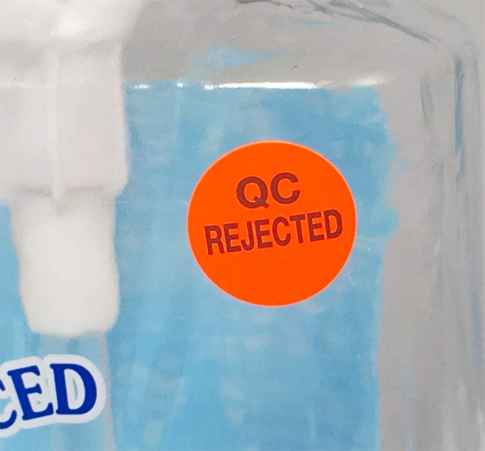 Quality Control Rejected Stickers, QC Tester Labels on Fluorescent Red Paper, Suitable for Warehouse and Manufacturing, 1/2 Inch Round, 1000 Labels Per Roll