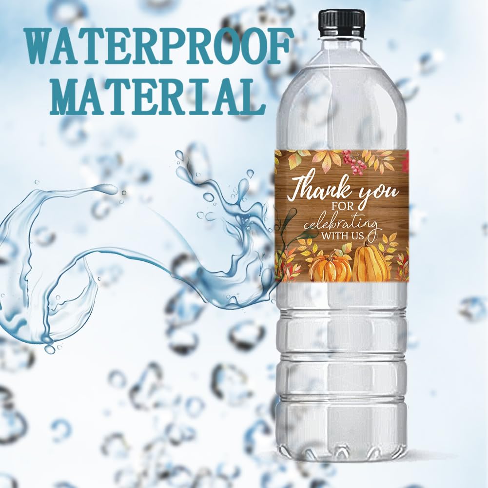 PH PandaHall 30pcs Water Bottle Labels for Celebrating, Fall Leaves Adhesive Waterproof Bottle Wraps Autumn Bottle Stickers Bottle Labels for Halloween Thanksgiving Wedding Birthday Party Anniversary