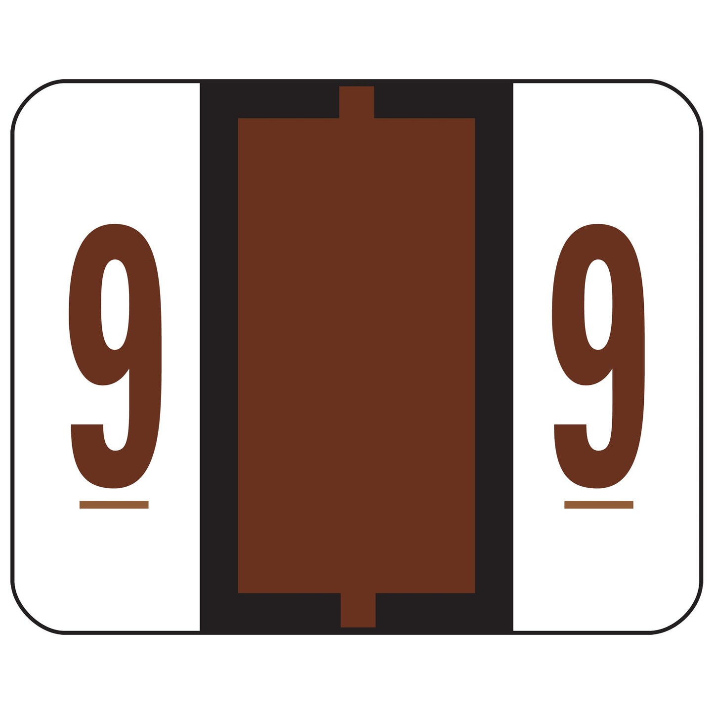 Smead BCCRN Bar-Style Color-Coded Numeric Label, 9, Label Roll, Brown, 500 Labels per Roll (67379) 1-1/4 X 1