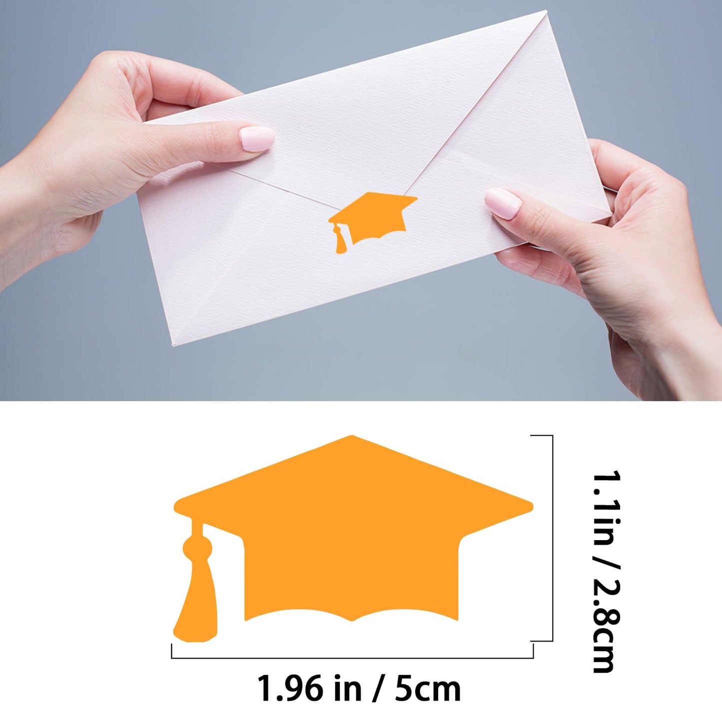 120PCS Graduation Cap Label Stickers Self-Adhesive Grad Hat Stickers Sealing Labels Grad Party Favor Labels for College High School Graduation Party Decor Envelopes,Chocolate,Cards Gift Wrap(Yellow) Yellow