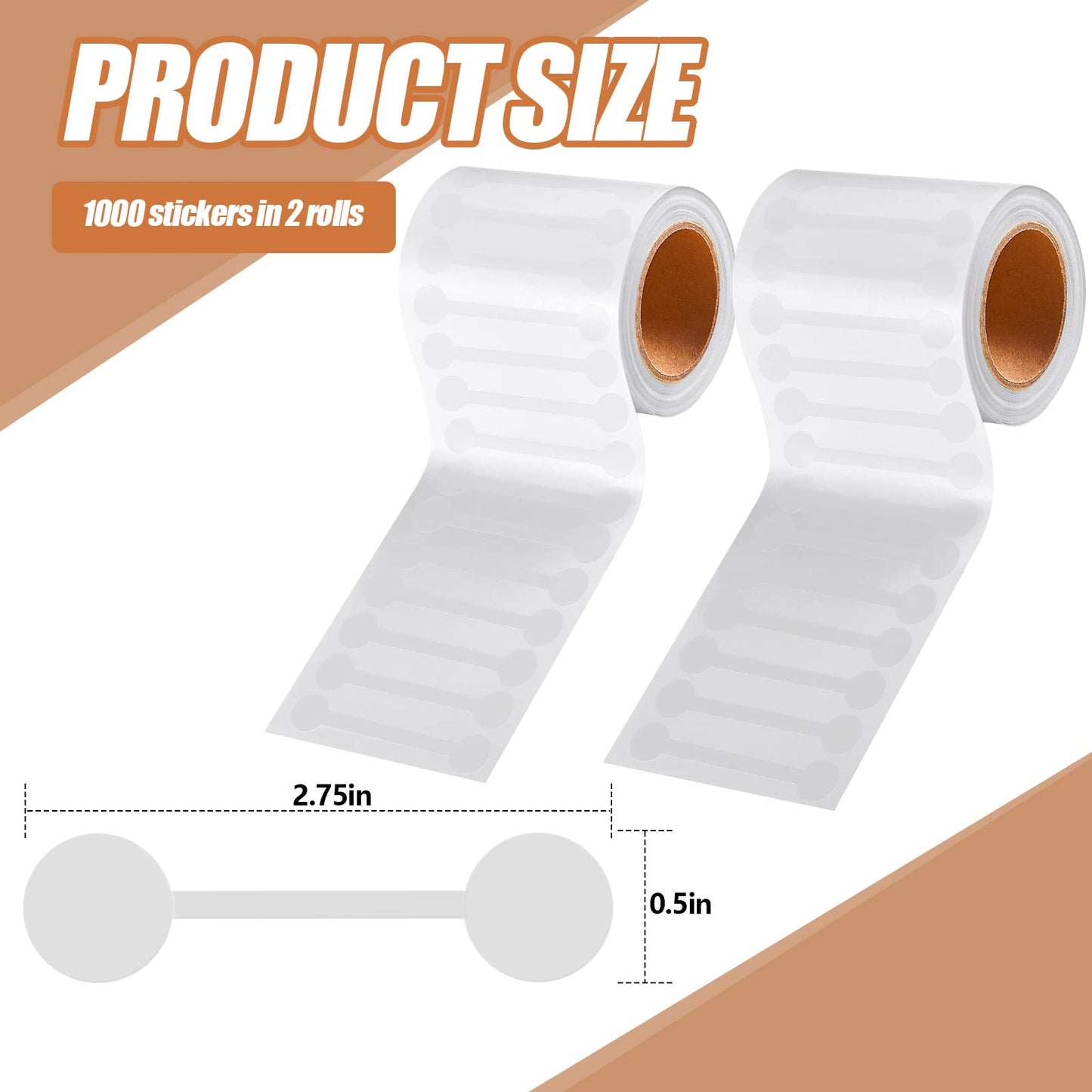 Teling 2 Rolls 1000 Pcs Tamper Evident Tape 2.75 x 0.5 Inch Tamper Proof Stickers Decals Evident Blank Tape Resistant Stickers for Food Drink Packaging Sealing Delivery Supply(Clear) Clear