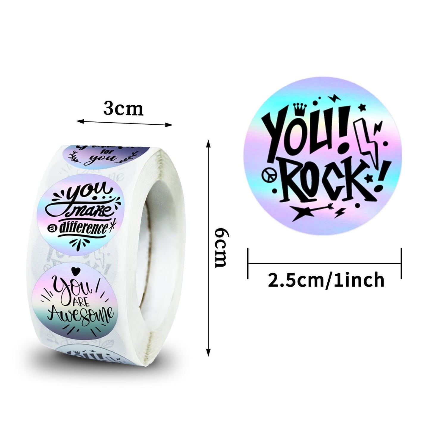 1000 Pcs Reward & Incentive Stickers - Motivational Stickers for All Ages, Self-Adhesive, Classroom Gifts Holographic Thank You