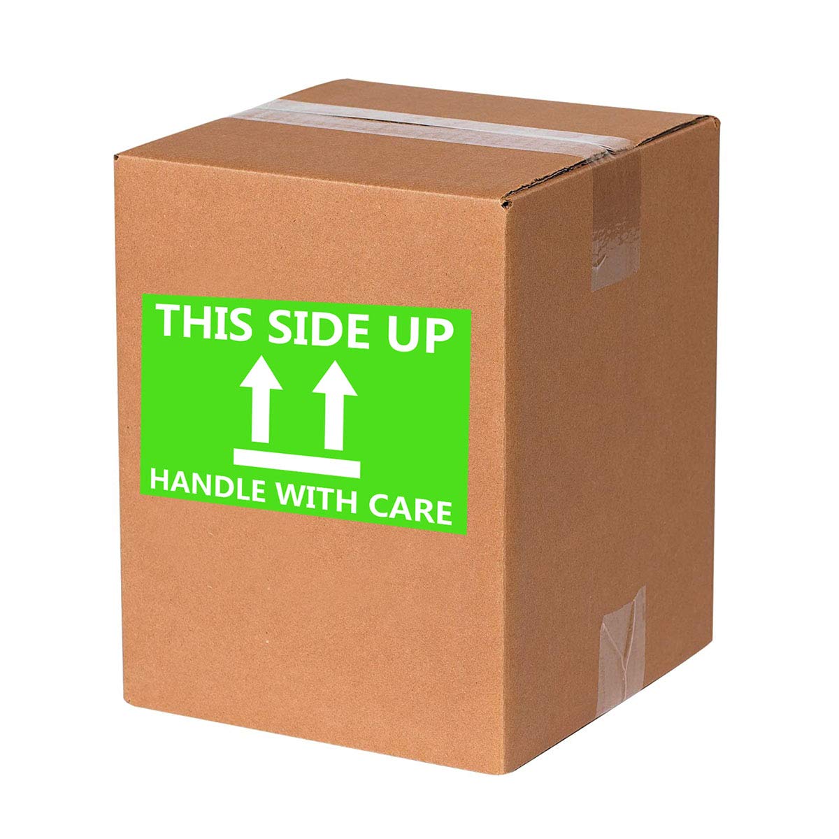 This Side Up Fluorescent Shipping Label Stickers-2" X 3" This Side Up Warning Stickers for Shipping and Packing-300 Adhesive Labels Per Roll (Green/White)