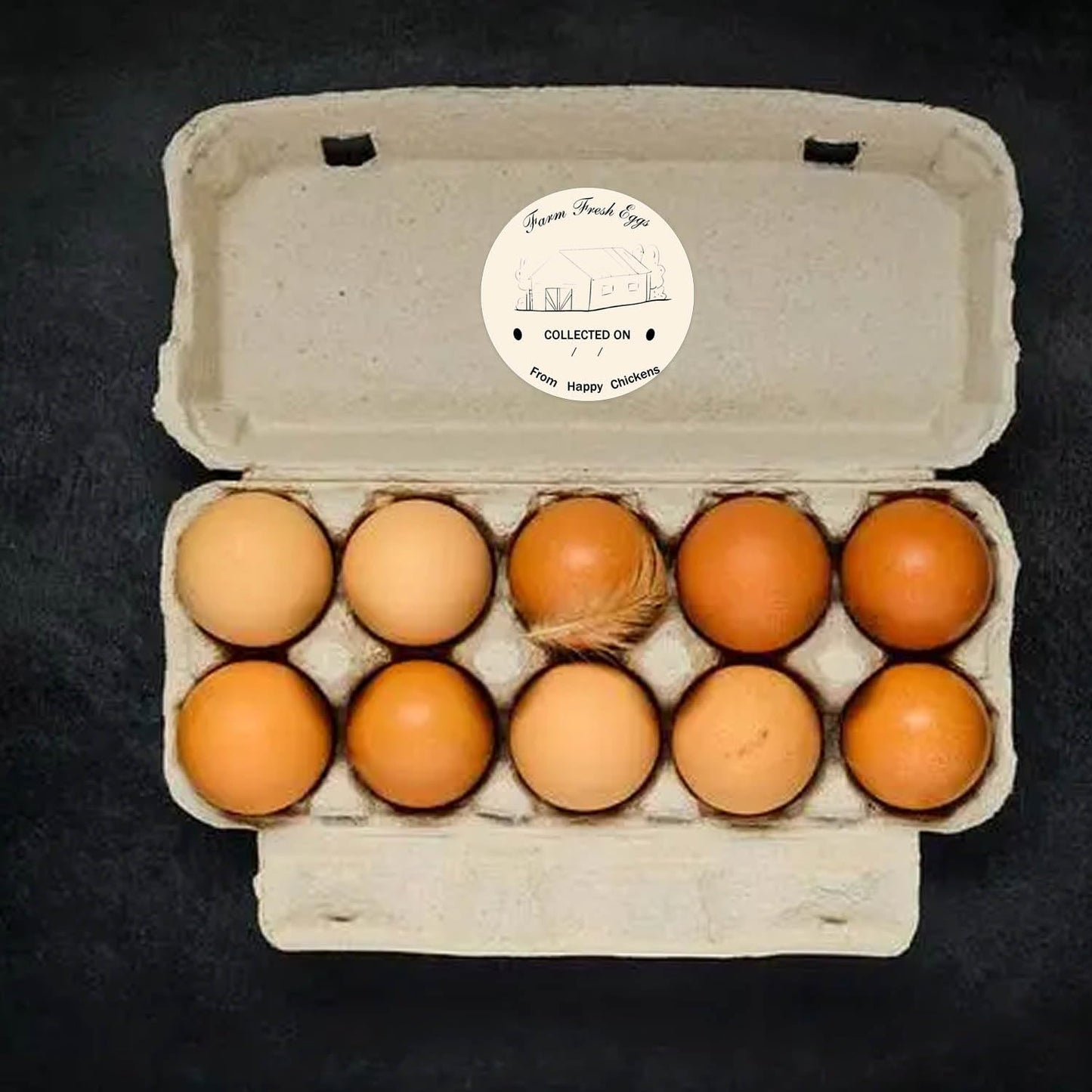 Farm Eggs Stickers Collected Date Fresh Egg Farmer's Market Packaging Laid on Stickers for Egg Carton Label from Happy Chickens (Inches, 2) 2 Inches