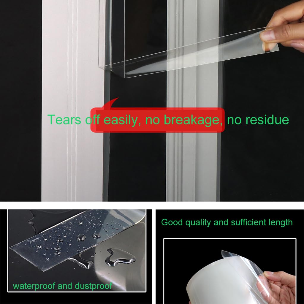 Transparent Tape Easy to Clean, 2 inches Wide by 66 inches Long, Made of polyethylene + Gauze, Easy to Clean Without Adhesive Residue Ultra-Thick Tape