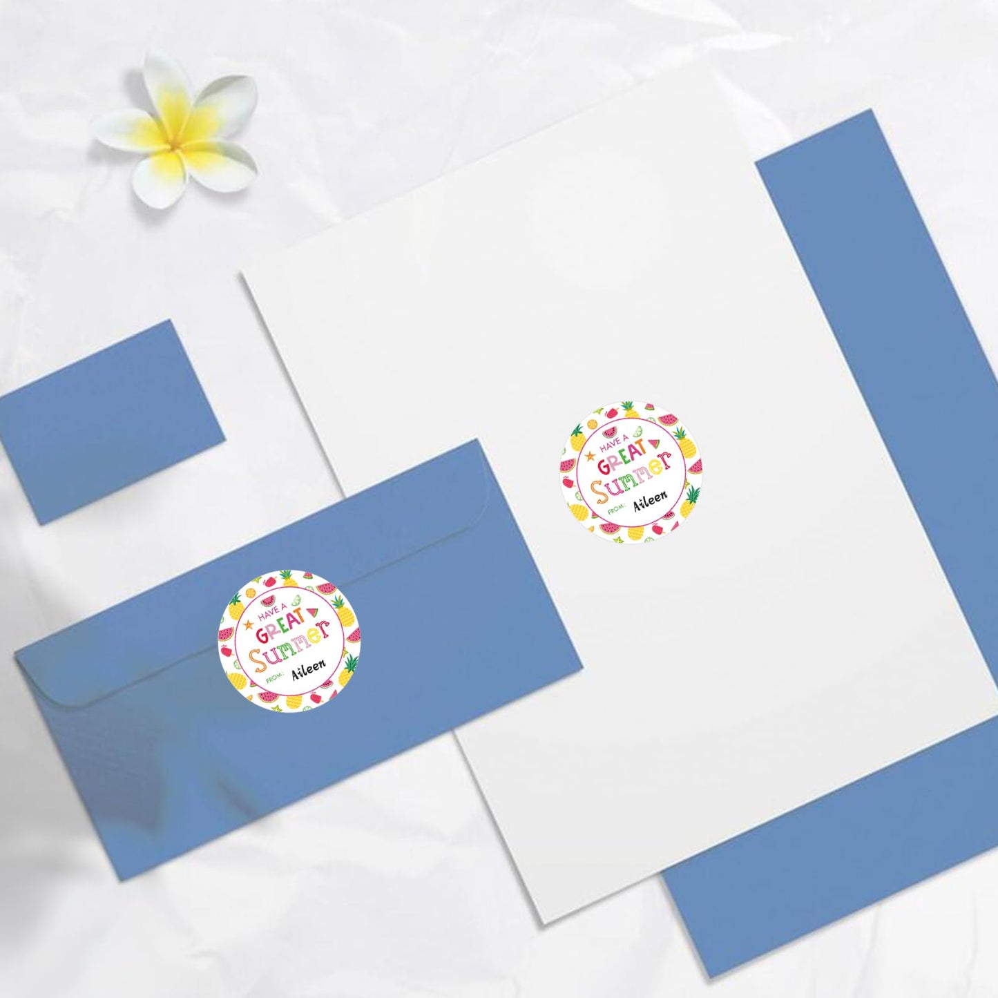 Anwyll Happy Summer Gift Stickers - Have A Great Summer Name from Stickers 60Pcs 2Inch Hello Summer Seal Sticker Self-Adhesive End of School Year Sticker for Gift Envelope Card Summers Party Favors