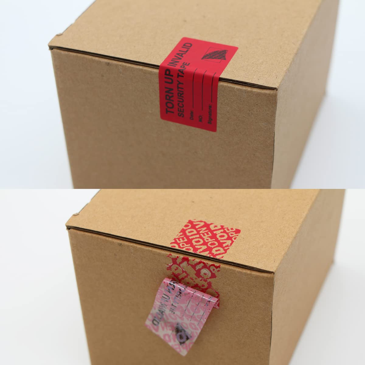 Solitary Walker 100Pcs Tamper Evident Security Labels 1x2 inch Red Complete Transfer Tamper Proof Stickers Safety Torn up Invalid Seals Tape 1 x 2 inch
