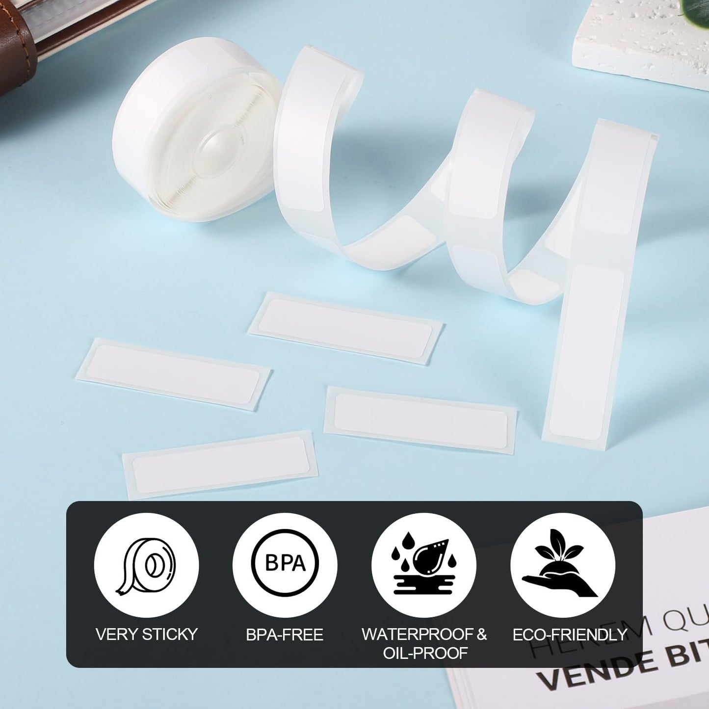 3 Rolls Label Maker Tape for Phomemo D30, 12x40mm Self Adhesive Label Tape Waterproof Thermal Paper Stickers Roll Thermal Labels for Office Home School Supplies (White) White