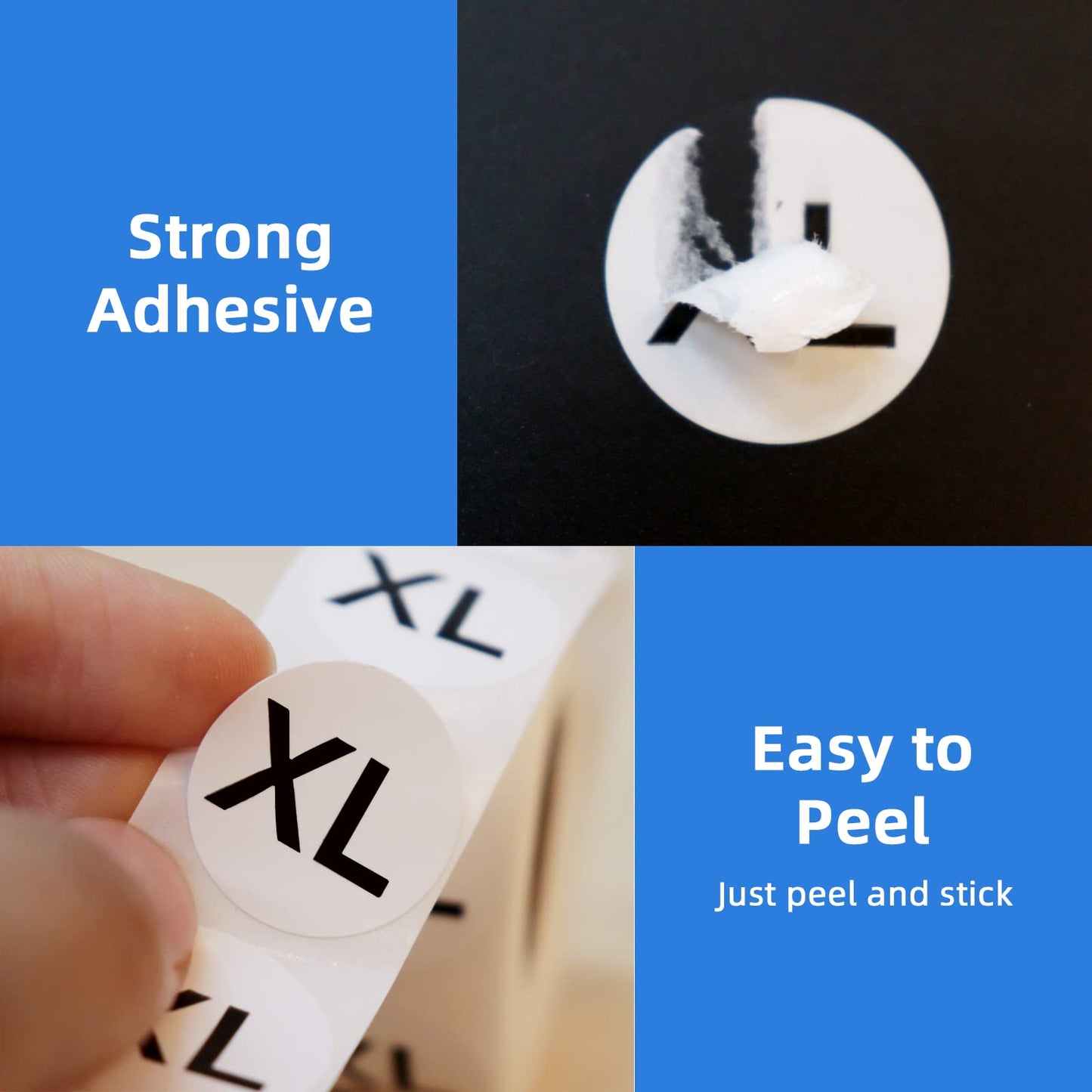 3500 PCS Clothing Size Stickers Labels 7/8" Round Self Adhesive Size Stickers for Clothing T Shirts Retail, 7 Sizes (XS, S, M, L, XL, XXL, XXXL) Size - Black