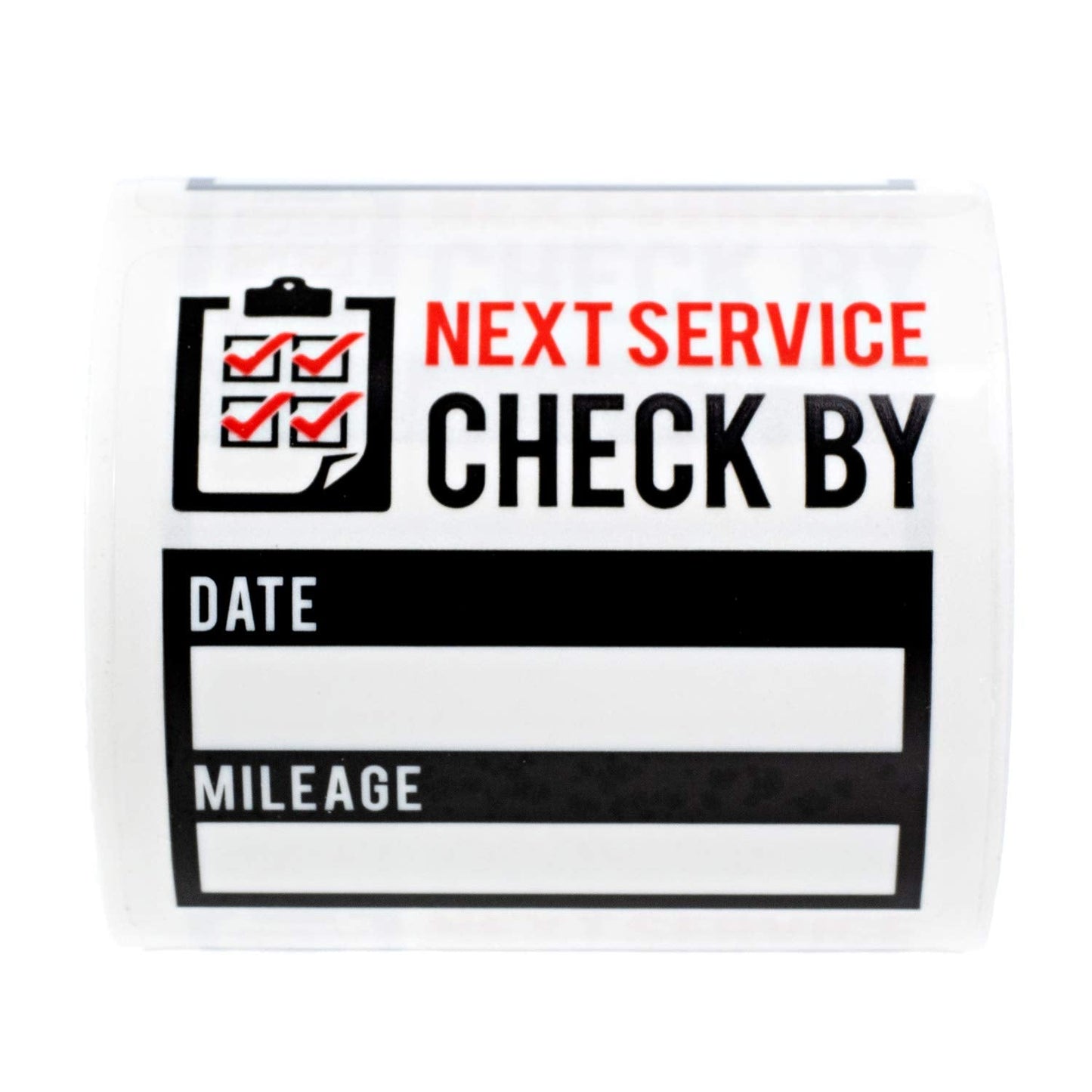 Oil Change Reminder Stickers - 100 Black, Red, Clear Next Service Check by Removable Labels - 2" x 2" Square Automotive Due Window Sticker 100 Oil Change Labels Black Check By