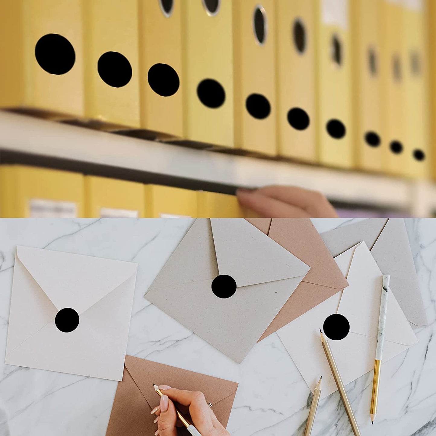 Starboling 800Pcs 1 Inch Black Round Color Coding,Dot Stickers Labels,Can Writing for Office,Student Classroom and Other Scenarios Black 1 Inch