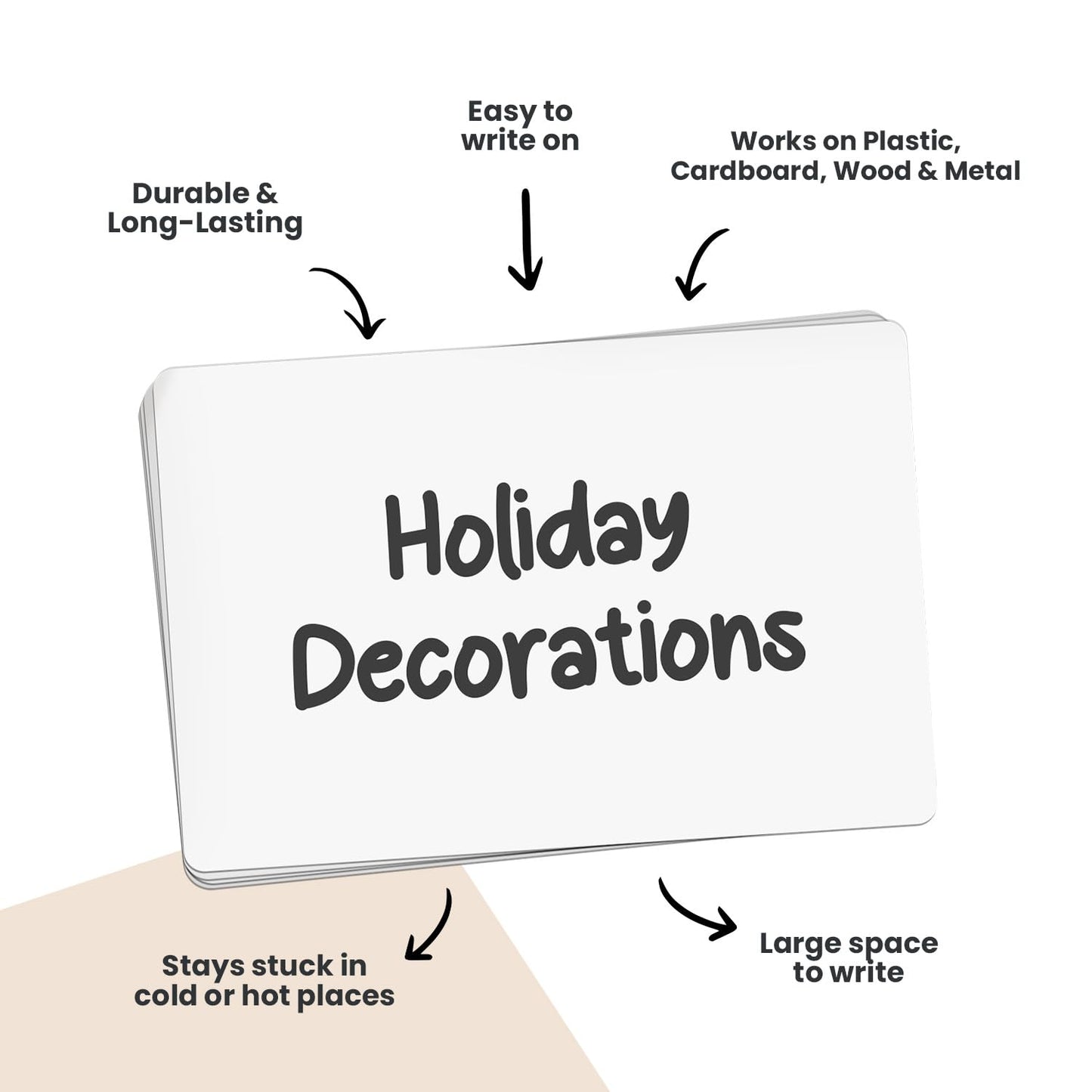 MESS Large Removable Labels for Storage Bins (50 6x4") - Pantry Labels - Labels for Craft Organization - Shelf, Tote Moving Labels for Boxes White