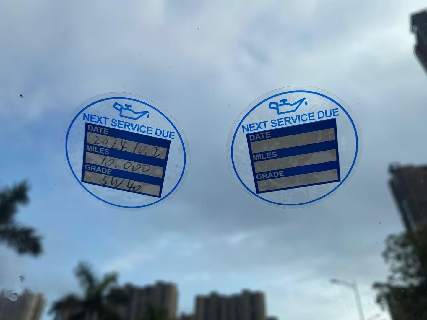 2 inch 60 PCS Blue "Next Service Due" with Date Miles Grade Static Cling Labels Easy Remove Oil Change Stickers - Static Cling Windshield Labels