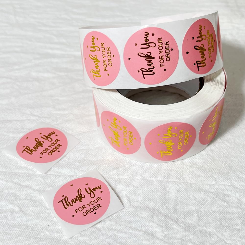 Thank You Stickers Small Business - 500Pcs 1inch Shipping Supplies, Elegant Labels for Supporting My Business Supplies Packing, Business, and Gifts Pink