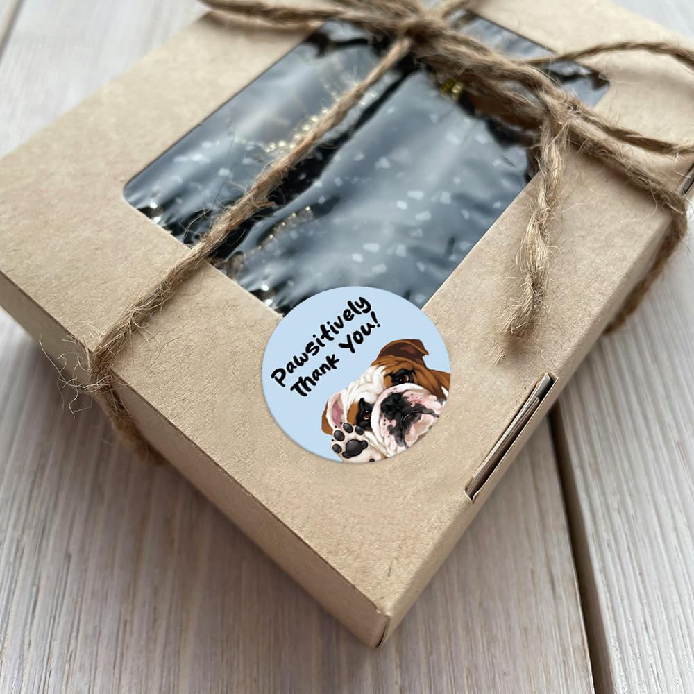 WIRESTER 1.5 Inch Round Stickers, 500 Labels Per Roll in 5 Cute Dog Designs for Wedding Birthday Party Gift Wrap Bag Packaging Envelope Small Business - Pawsitively Thank You! Pawsitively Thank You!