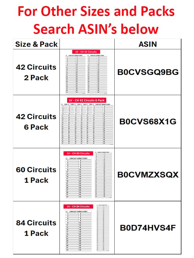 42 Circuits 2 Pack Vinyl Replacement for Cutler Hammer Eaton Electrical Circuit Breaker Fuse Panel Directory Labels Stickers Decals CKTDIR Waterproof
