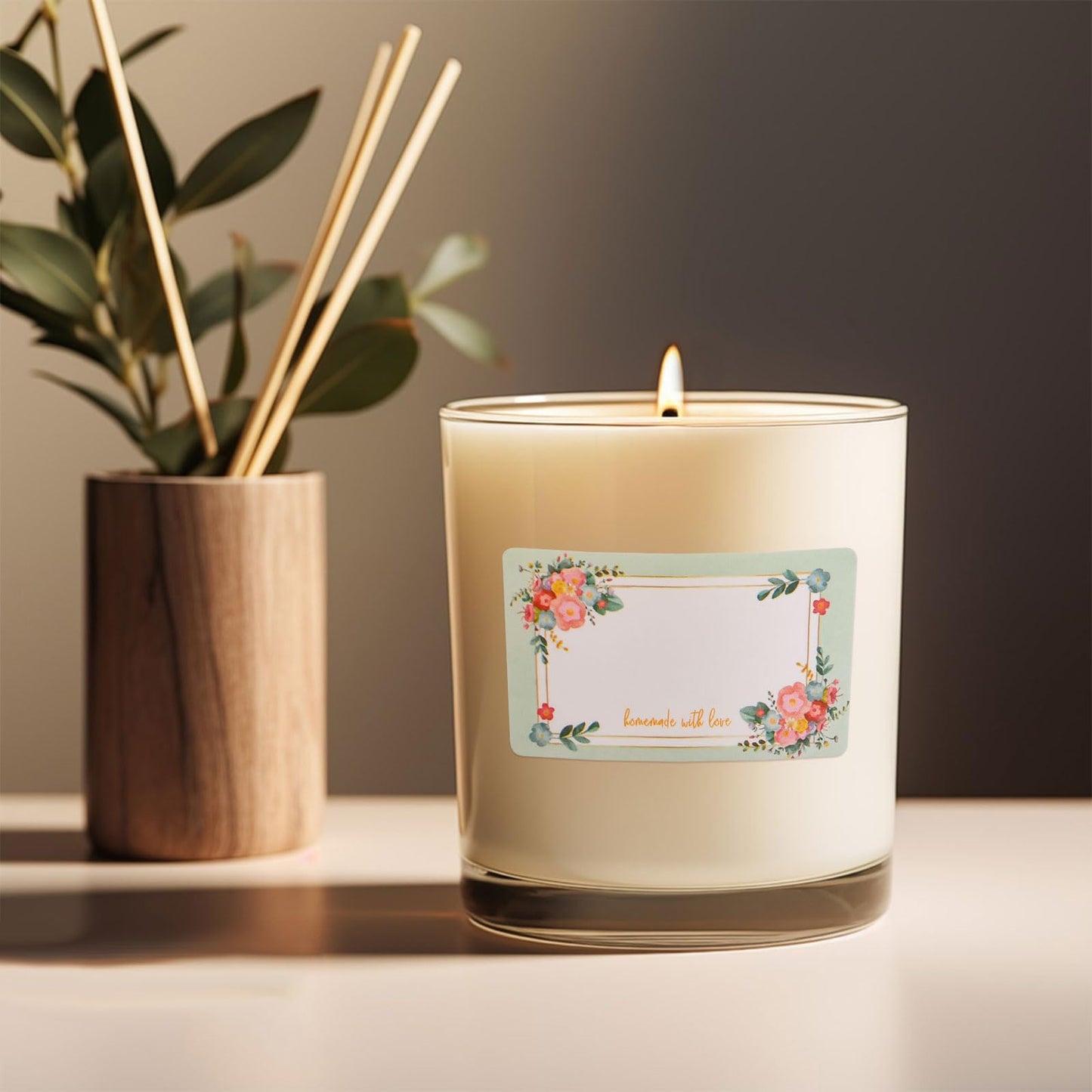 500 Pcs Blank Flower Label Stickers, Oil Resistant Label Decals Stickers Floral Frame Label Stickers for Jars Lids Pantry Mason Canning Spice Bottle Greeting Cards Envelopes Decoration