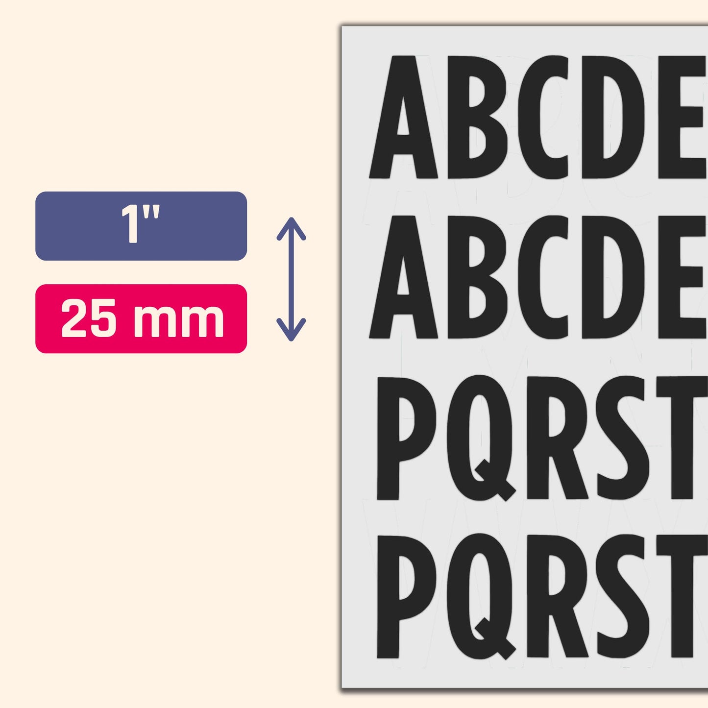 30 Sets, 1 inch - Black Vinyl Letter Alphabet Stickers, Self Adhesive Stick on Letters, Waterproof Outdoor Use