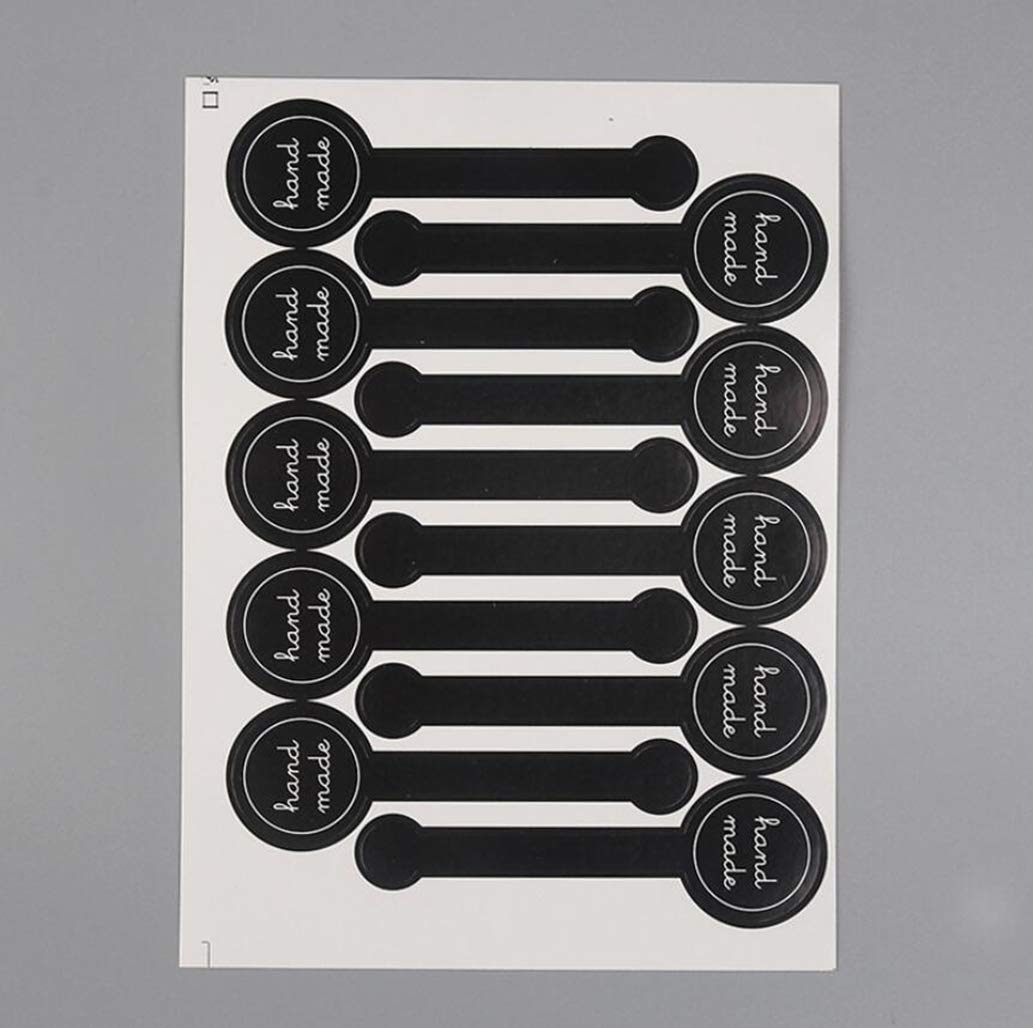 20Sheets(200Pcs) Black Handmade Self Adhesive Evident Stickers Seals Sealing Lable Tamper Decorative Labels for Baking Craft Arts Food Food Retail Package