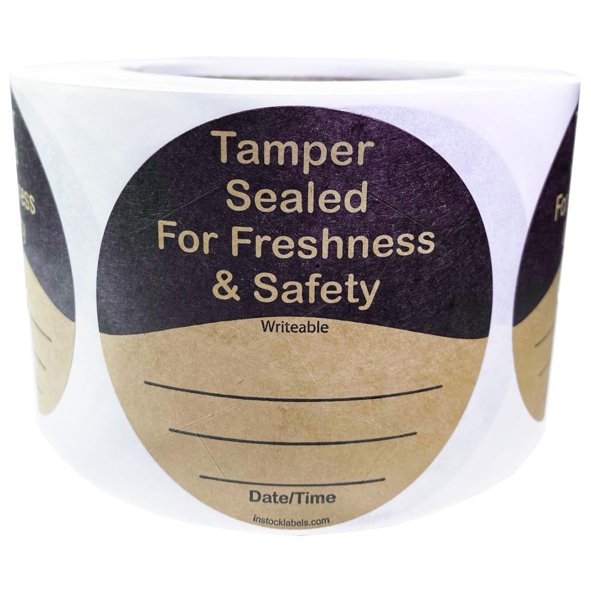 Natural Kraft Food Delivery Tamper Evident Labels Go Green 3", 500 Total Adhesive Stickers