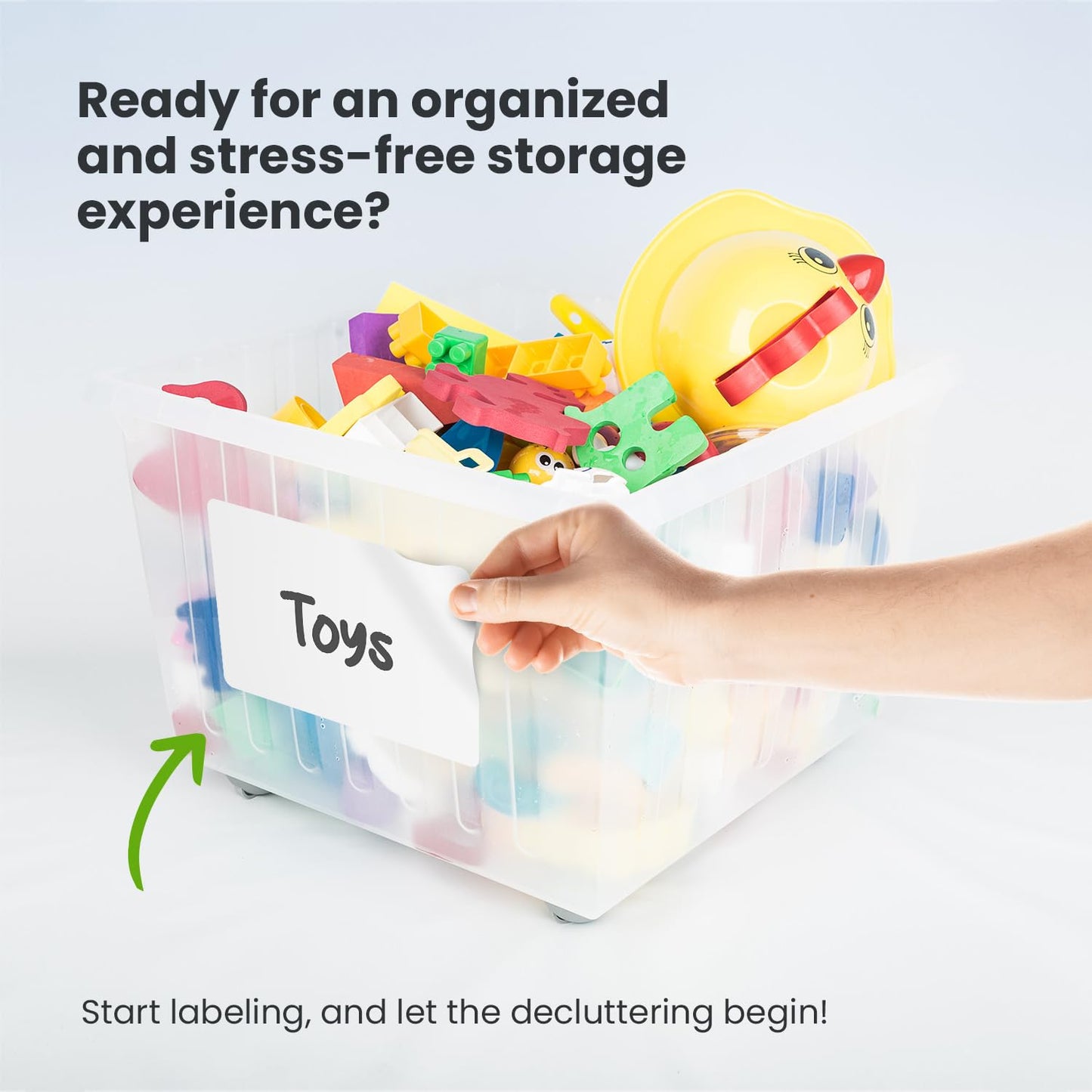 MESS Large Removable Labels for Storage Bins (50 6x4") - Pantry Labels - Labels for Craft Organization - Shelf, Tote Moving Labels for Boxes White
