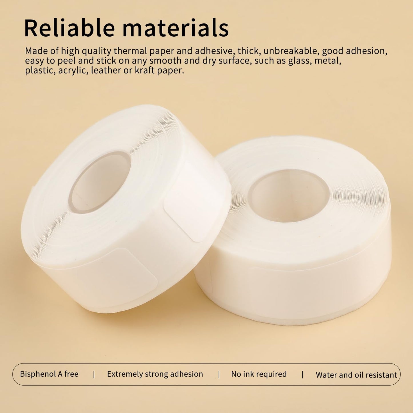 3 Rolls Label Maker Tape for Phomemo D30, 0.47""x 1.57""(12 x 40 mm) White Self-Adhesive Label Tape Sticker Thermal Paper, Household Storage Labels, Office School Supplies