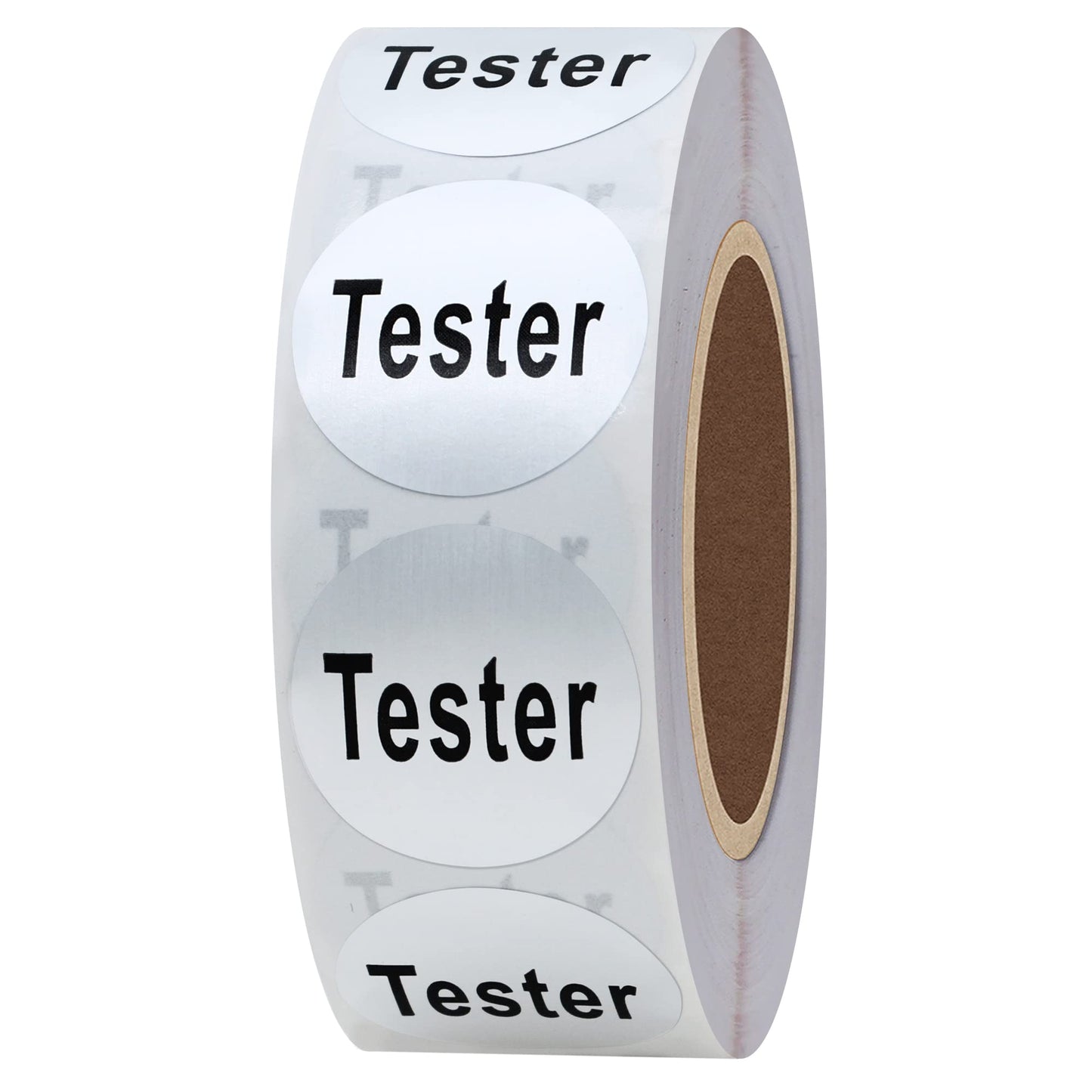 Hybsk Clear Cosmetic Tester Labels 20mm Round Total 500 Per Roll (Silver) Silver