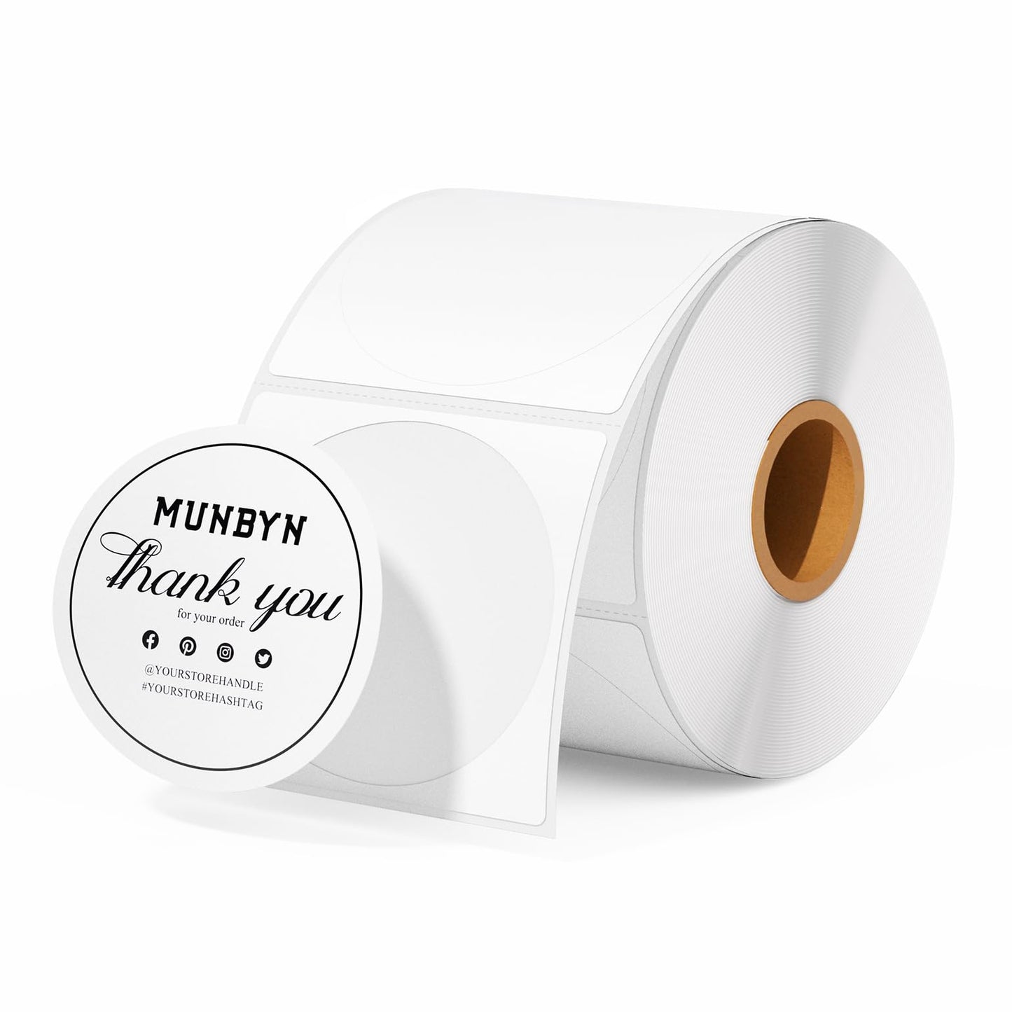 MUNBYN 2 Inch Circle Thermal Sticker Labels, Self-Adhesive Round Direct Thermal Labels for Business, 750 Sheets/1 Roll 2inch White 1