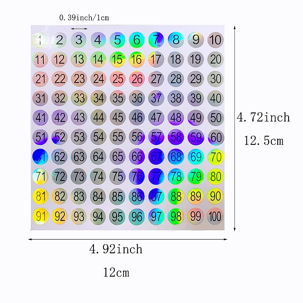 20 Sheets 1 to 100 Mini Number Stickers Round Labels Stickers Consecutive Number Stickers for DIY Marking Numbering Tool