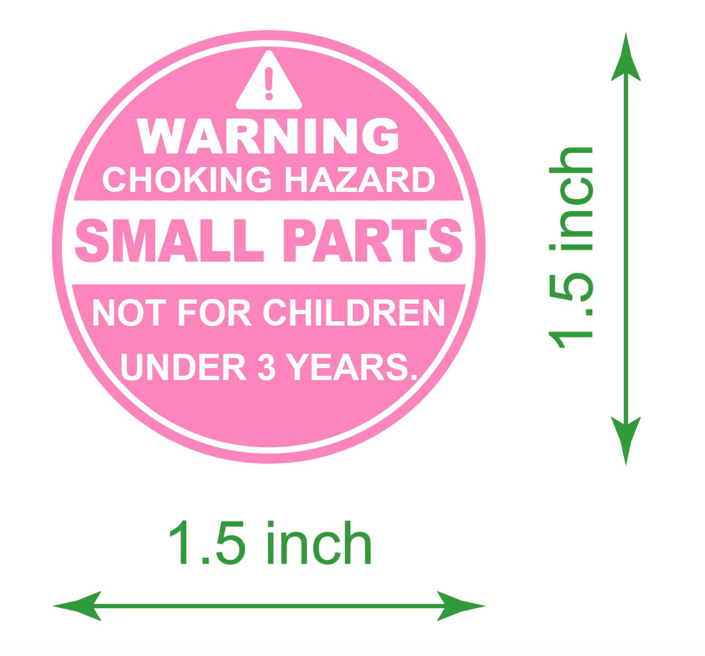1.5 inch 300PCS Pink Small Parts Warning Choking Hazard Stickers Removable Adhesive Stickers