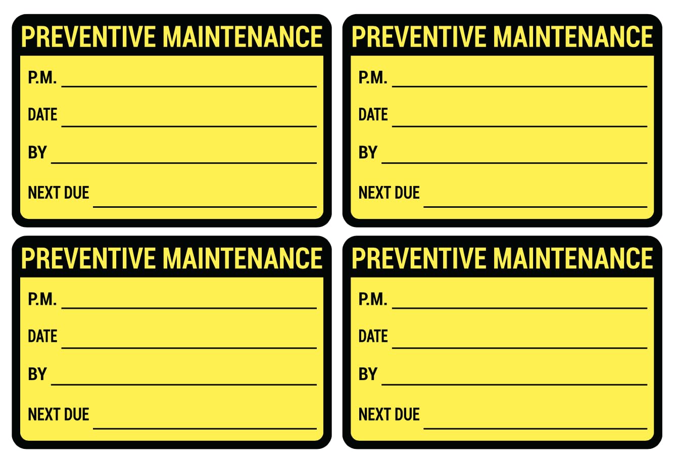 2x3 inch 200 PCS Black Yellow Preventive Maintenance Stickers for Machines and Equipments